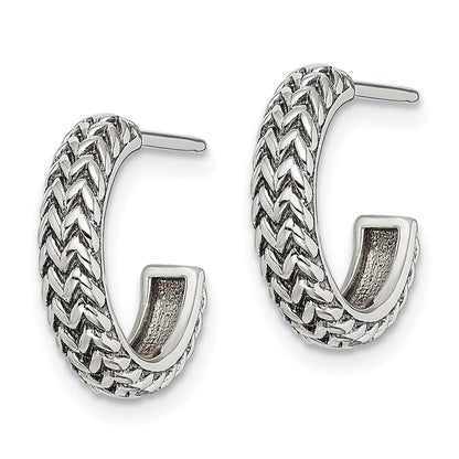 Sterlingsilber Antikisiert Klein Zigzag Creole Ohrstecker