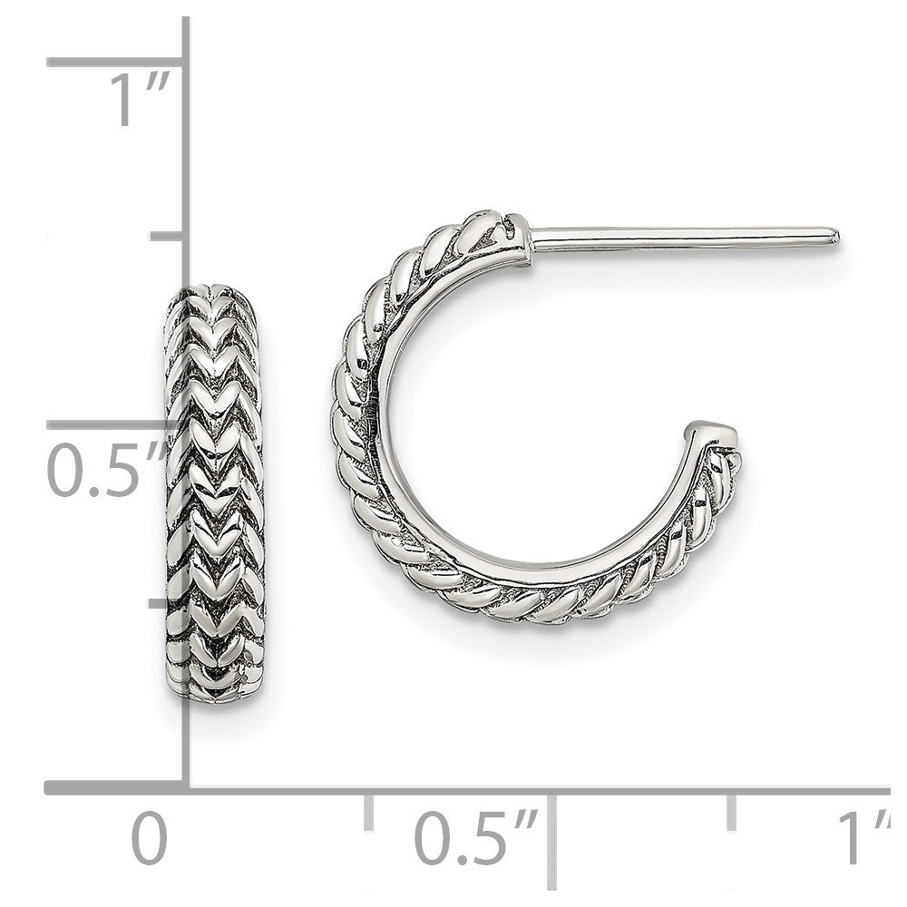 Sterlingsilber Antikisiert Klein Zigzag Creole Ohrstecker