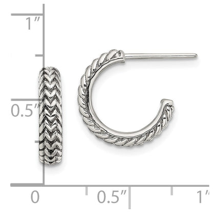 Sterlingsilber Antikisiert Klein Zigzag Creole Ohrstecker