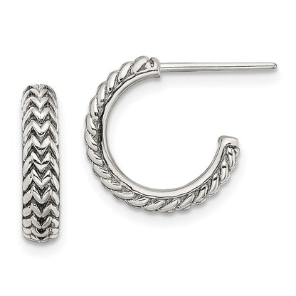 Sterlingsilber Antikisiert Klein Zigzag Creole Ohrstecker