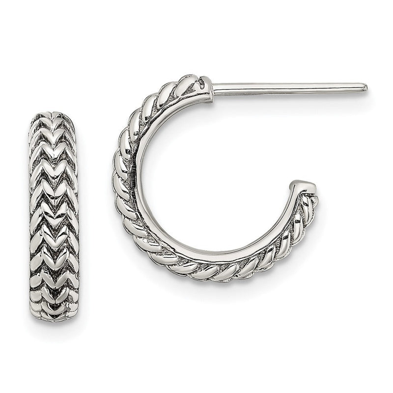 Sterlingsilber Antikisiert Klein Zigzag Creole Ohrstecker