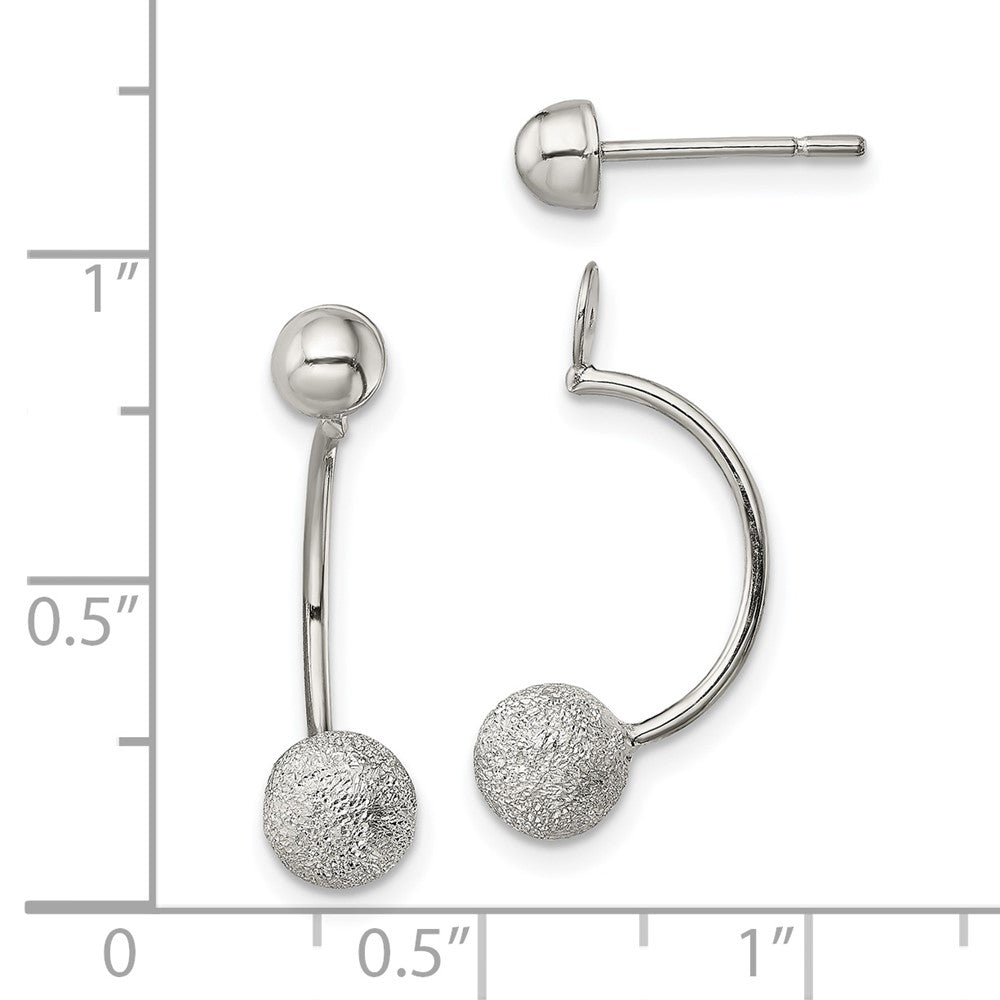 Sterlingsilber Poliert Lasergraviert-cut Perle Jacken mit Knopf Ohrringe