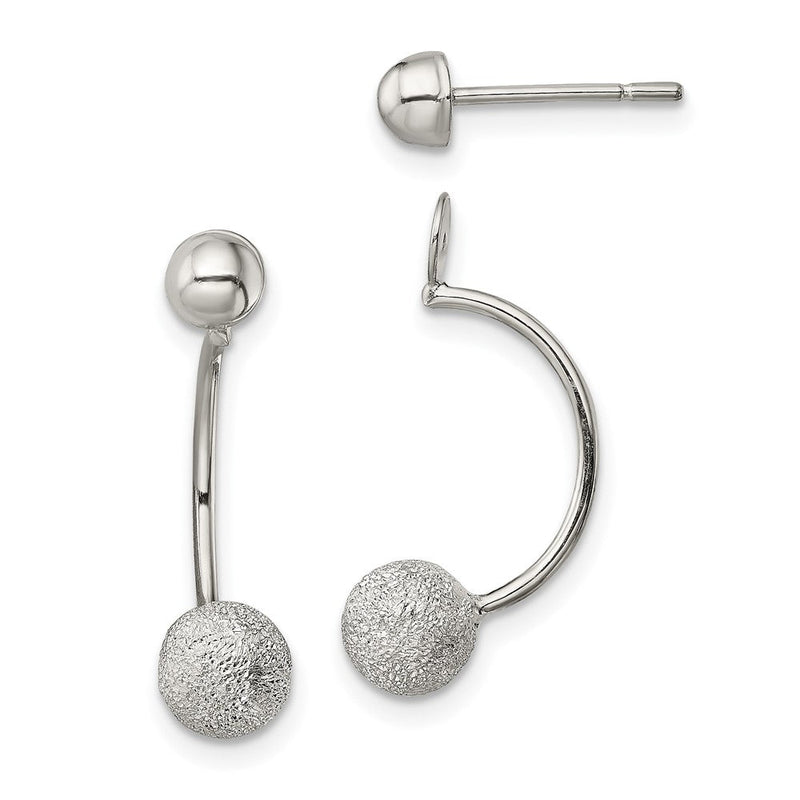 Sterlingsilber Poliert Lasergraviert-cut Perle Jacken mit Knopf Ohrringe