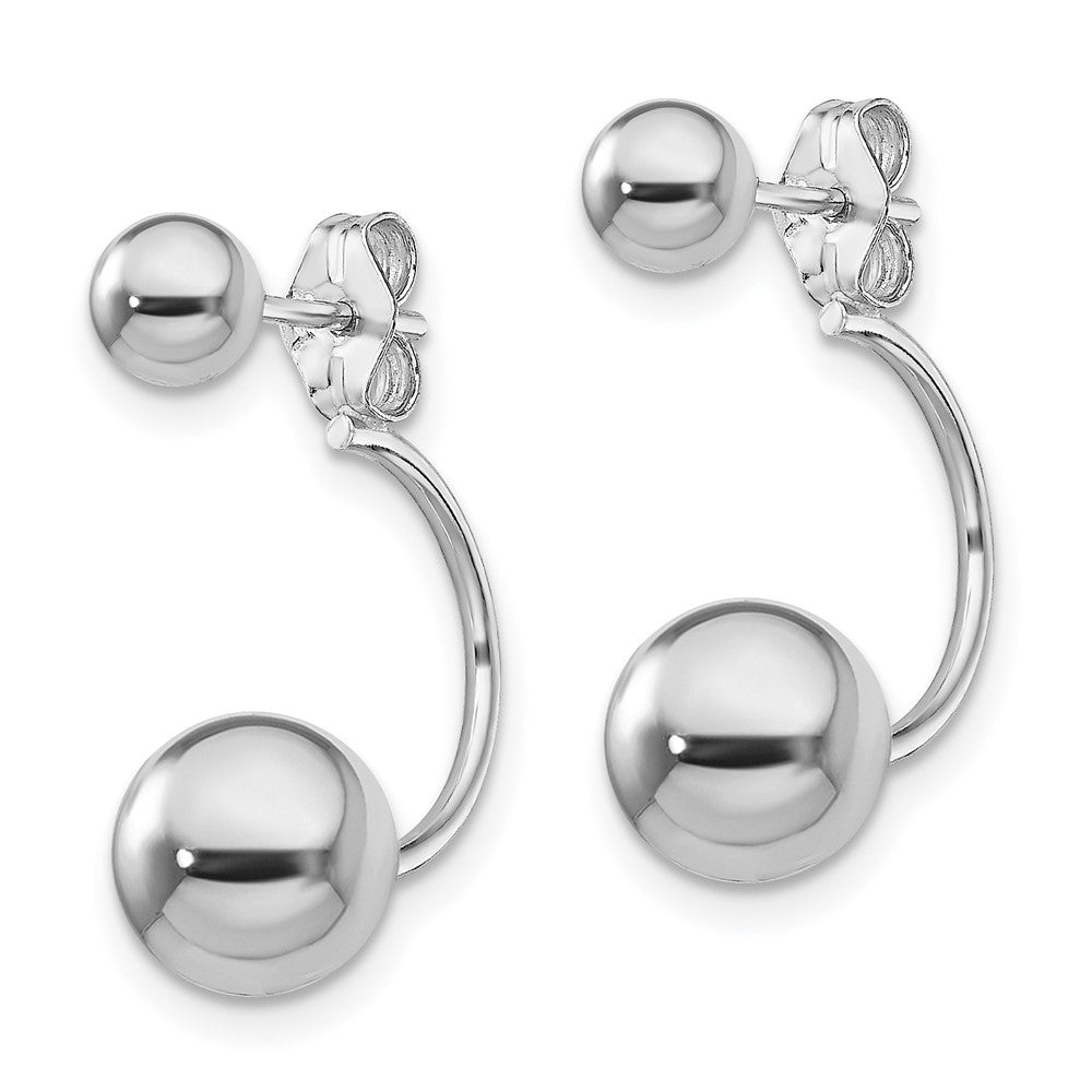 Sterlingsilber Rhodiniert Vorderseite und Rückseite Kugel Ohrstecker