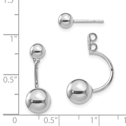 Sterlingsilber Rhodiniert Vorderseite und Rückseite Kugel Ohrstecker