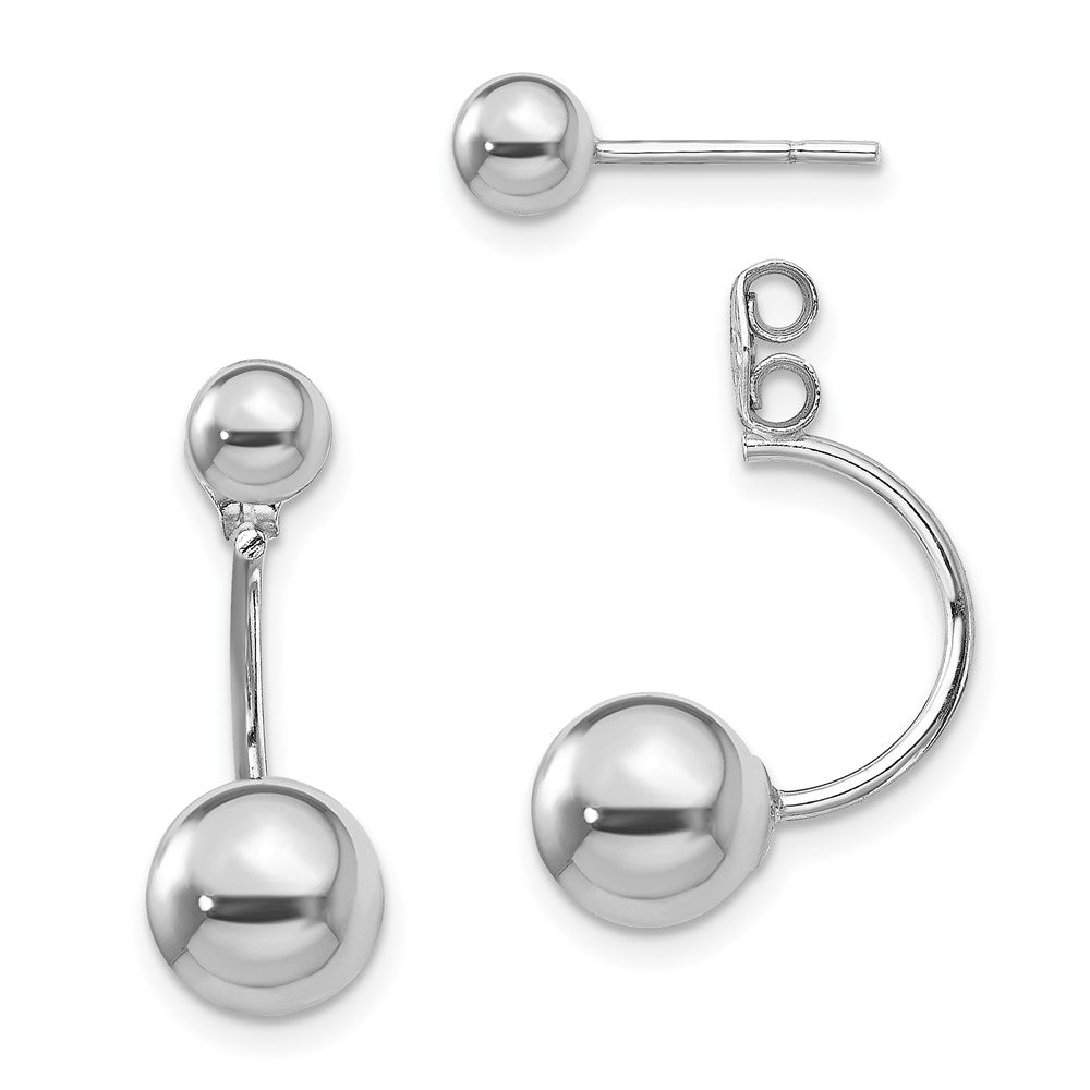 Sterlingsilber Rhodiniert Vorderseite und Rückseite Kugel Ohrstecker