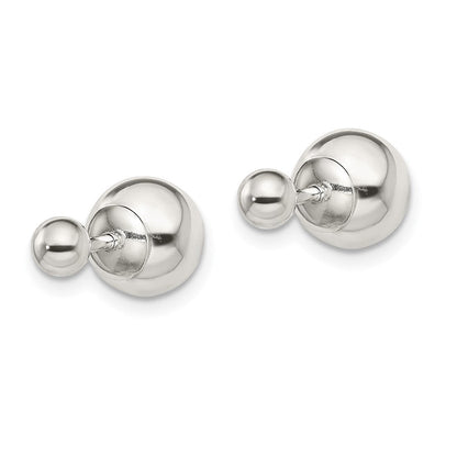 Sterlingsilber Poliert 4mm/8mm Kugel Vorderseite Rückseite Ohrstecker