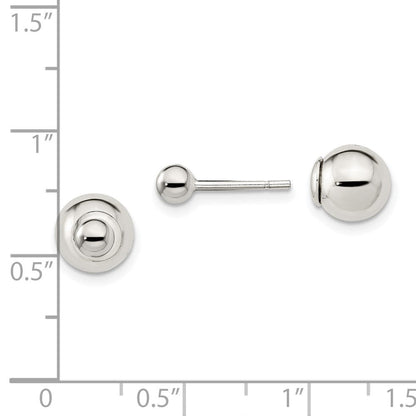 Sterlingsilber Poliert 4mm/8mm Kugel Vorderseite Rückseite Ohrstecker