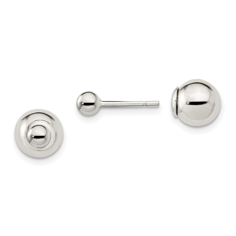 Sterlingsilber Poliert 4mm/8mm Kugel Vorderseite Rückseite Ohrstecker