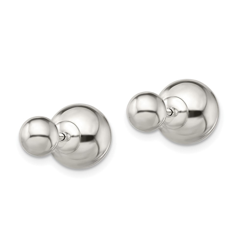 Sterlingsilber Poliert 6mm/10mm Kugel Vorderseite Rückseite Ohrstecker