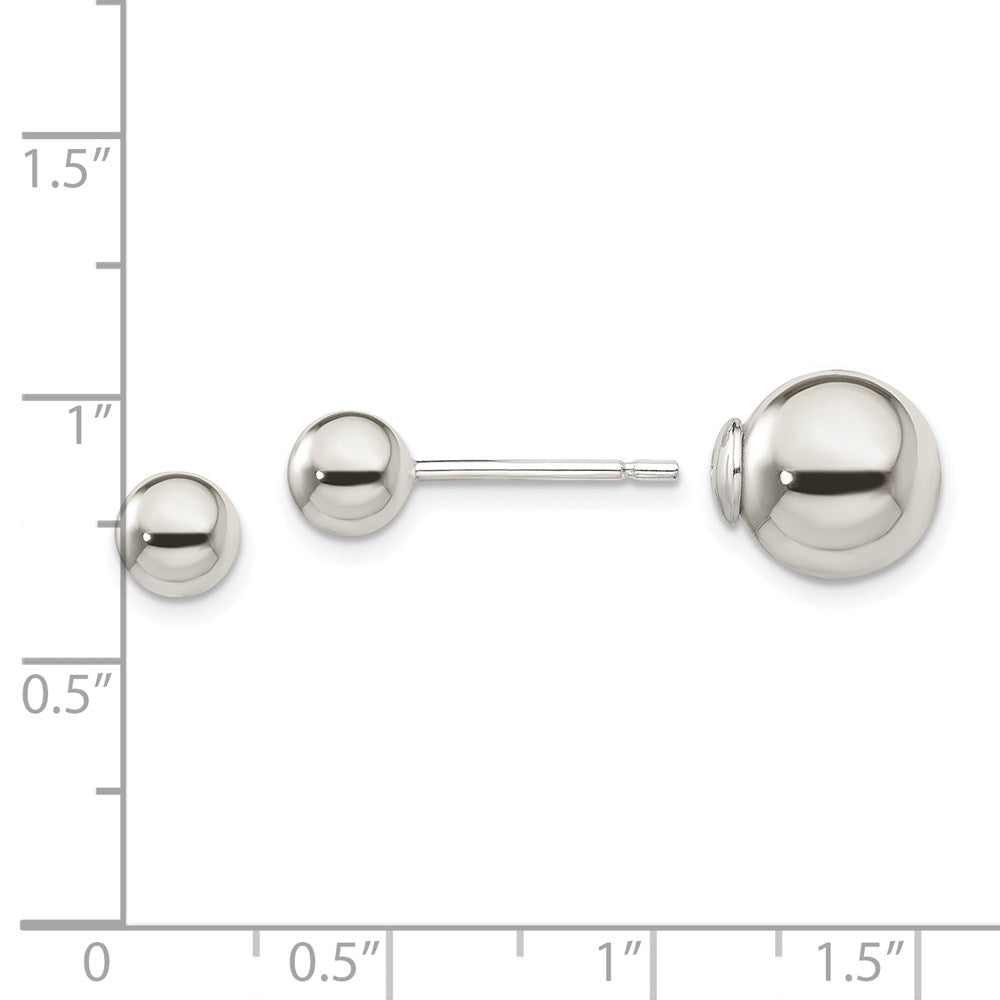 Sterlingsilber Poliert 6mm/10mm Kugel Vorderseite Rückseite Ohrstecker