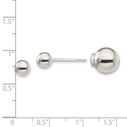 Sterlingsilber Poliert 6mm/10mm Kugel Vorderseite Rückseite Ohrstecker