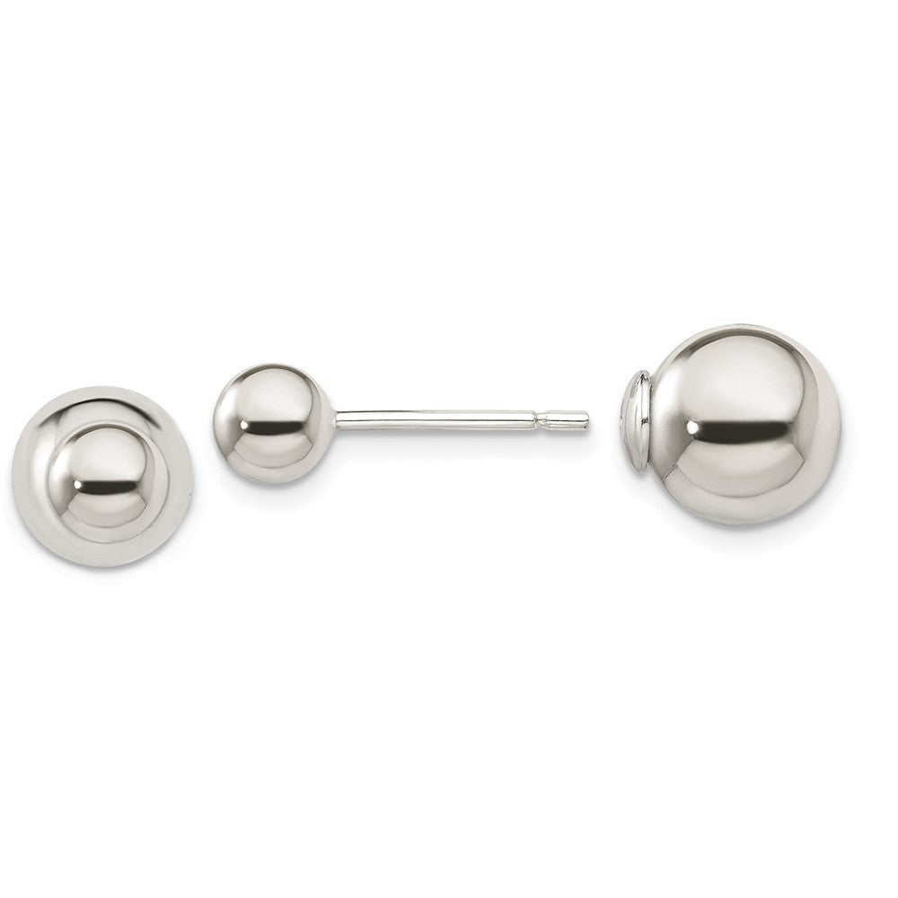 Sterlingsilber Poliert 6mm/10mm Kugel Vorderseite Rückseite Ohrstecker