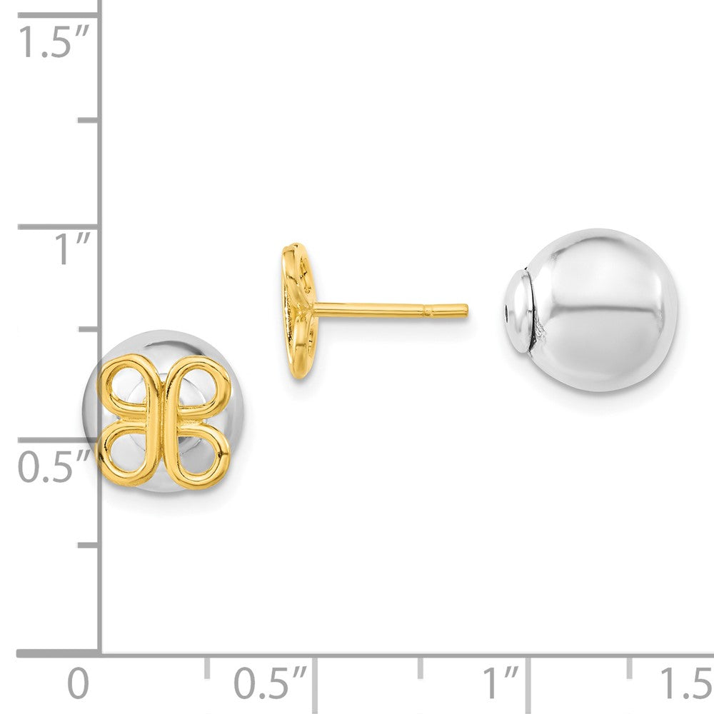 Sterlingsilber & Goldfarben Schmetterling Vorderseite Rückseite Kugel Ohrstecker