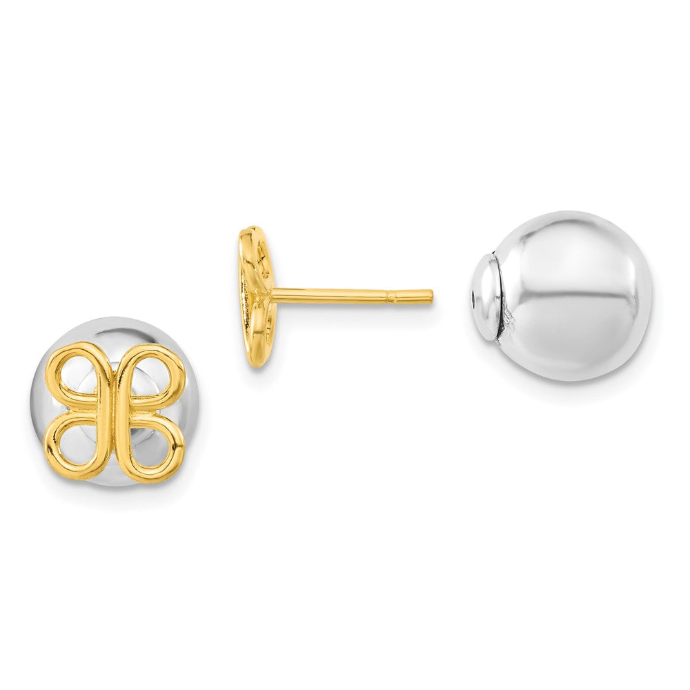 Sterlingsilber & Goldfarben Schmetterling Vorderseite Rückseite Kugel Ohrstecker