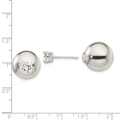 Sterlingsilber Poliert mit 6mm Zirkonia Vorderseite Rückseite Ohrstecker