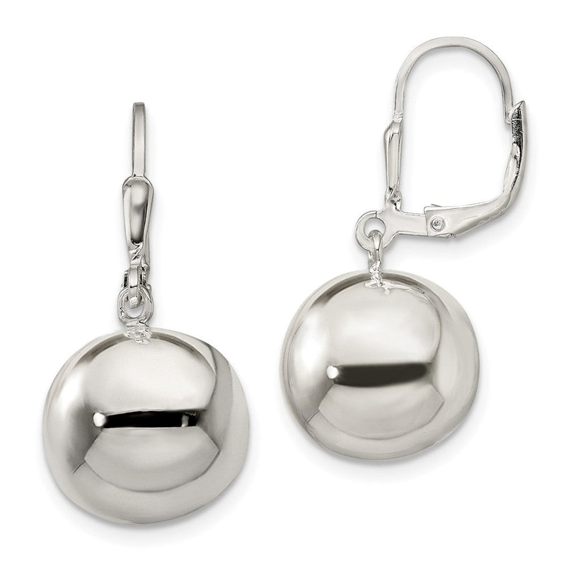 Sterlingsilber 14mm Kugel Hängend Ohrhänger mit Brisur