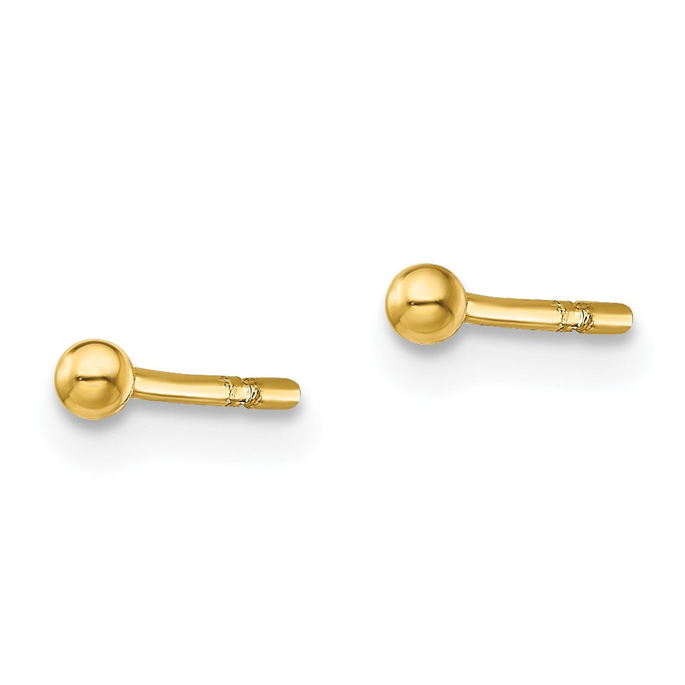Sterlingsilber Goldfarben Poliert 2mm Kugel Ohrstecker