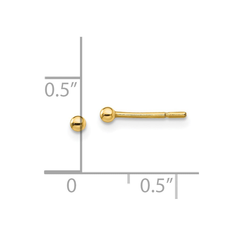 Sterlingsilber Goldfarben Poliert 2mm Kugel Ohrstecker
