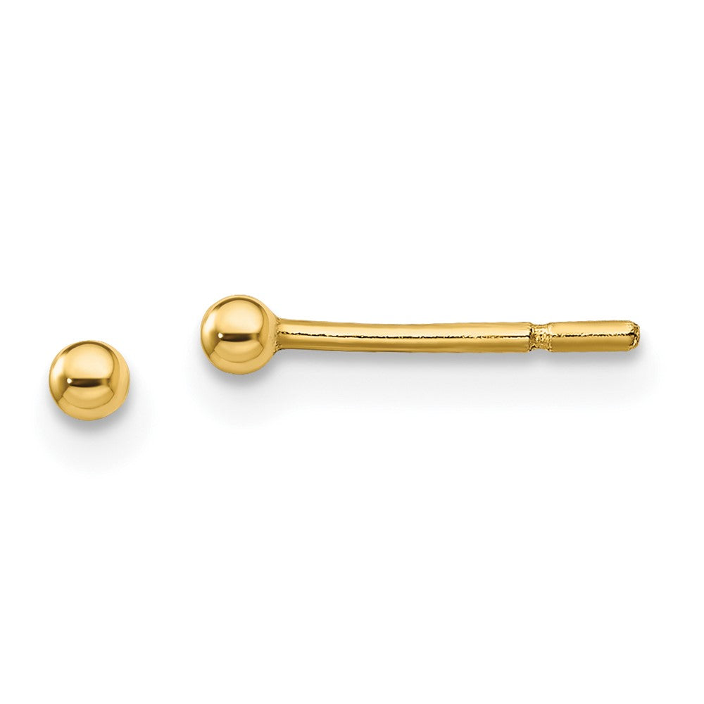Sterlingsilber Goldfarben Poliert 2mm Kugel Ohrstecker