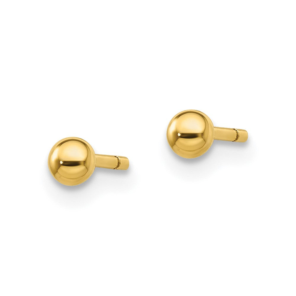 Sterlingsilber Goldfarben Poliert 3mm Kugel Ohrstecker