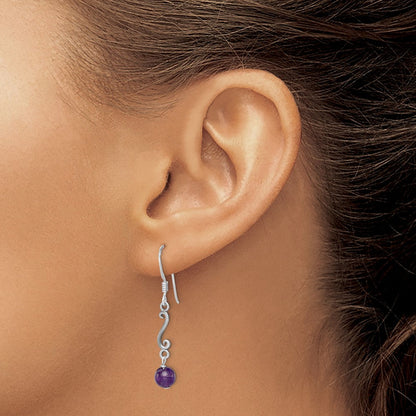 Sterlingsilber Poliert & Antikisiert Amethyst Wirbel Ohrhänger