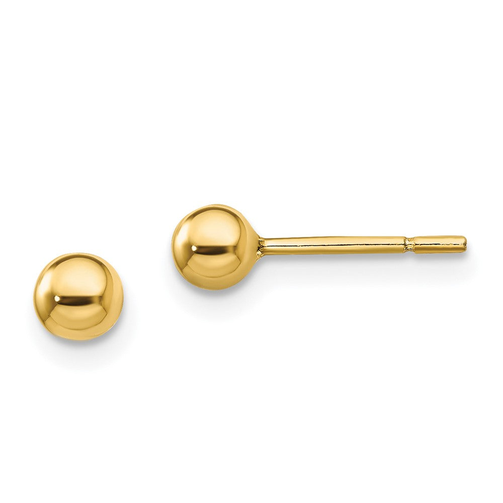 Sterlingsilber Goldfarben Poliert 4mm Kugel Ohrstecker