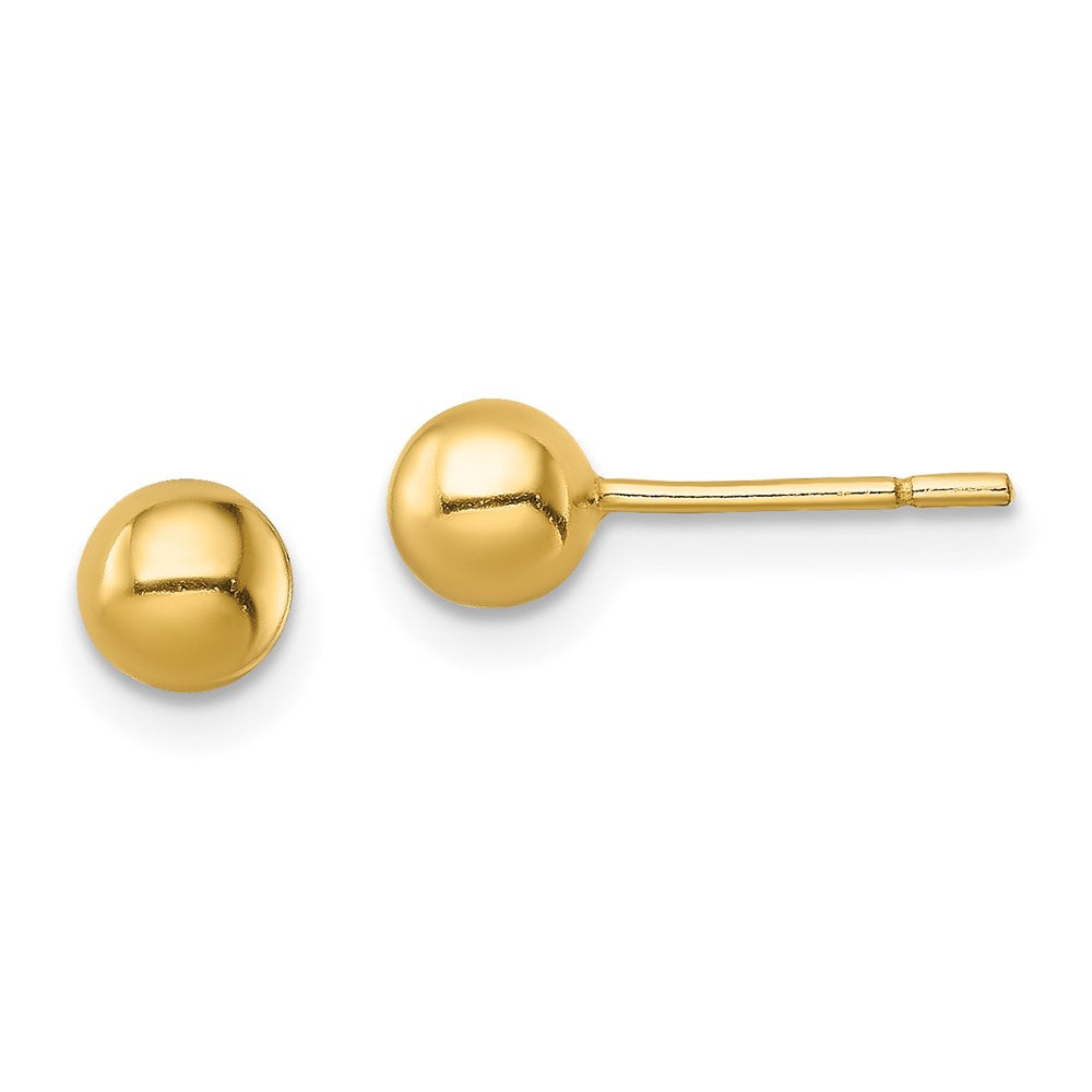 Sterlingsilber Goldfarben Poliert 5mm Kugel Ohrstecker