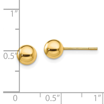 Sterlingsilber Goldfarben Poliert 6mm Kugel Ohrstecker