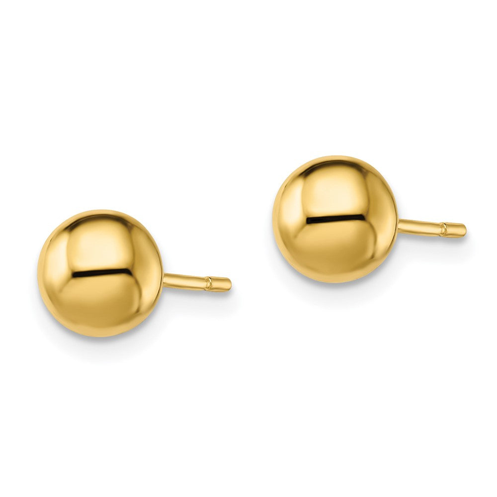 Sterlingsilber Goldfarben Poliert 7mm Kugel Ohrstecker