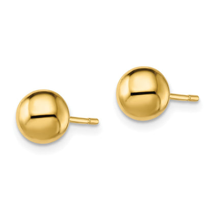 Sterlingsilber Goldfarben Poliert 7mm Kugel Ohrstecker