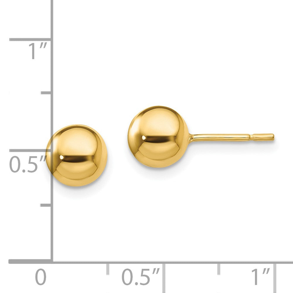Sterlingsilber Goldfarben Poliert 7mm Kugel Ohrstecker