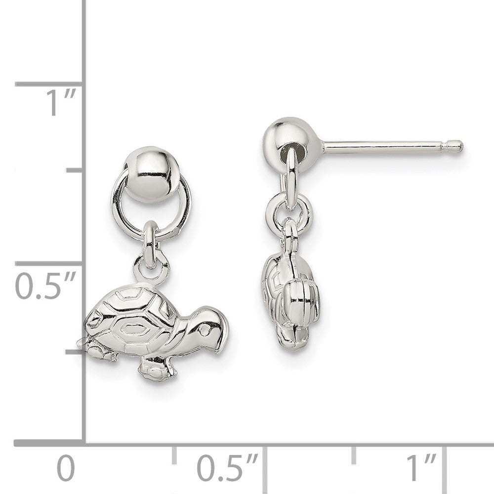 Sterlingsilber Poliert Schildkröte Hängend Ohrstecker