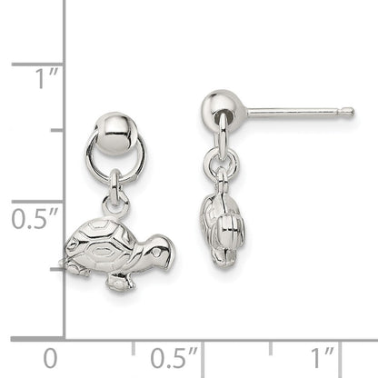 Sterlingsilber Poliert Schildkröte Hängend Ohrstecker