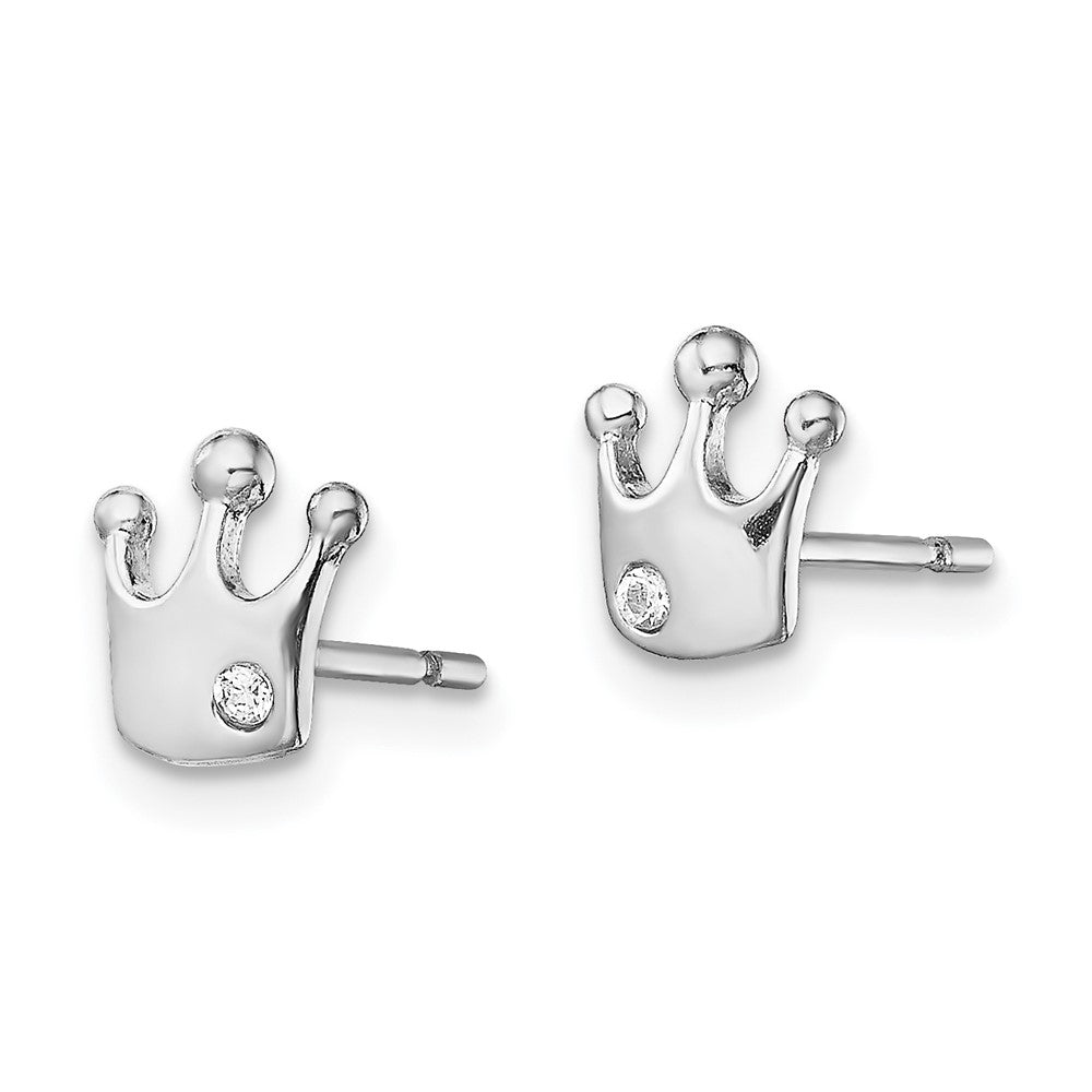 Sterlingsilber Rhodiniert Zirkonia Krone Ohrstecker