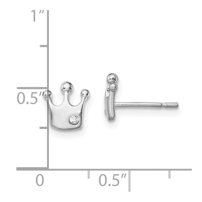 Sterlingsilber Rhodiniert Zirkonia Krone Ohrstecker