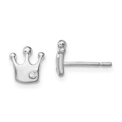 Sterlingsilber Rhodiniert Zirkonia Krone Ohrstecker
