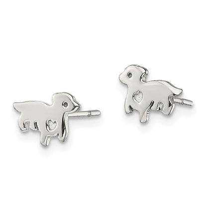 Sterlingsilber Poliert Hund Ohrstecker
