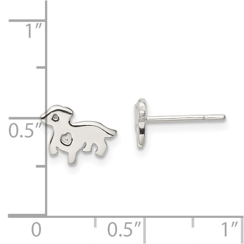 Sterlingsilber Poliert Hund Ohrstecker