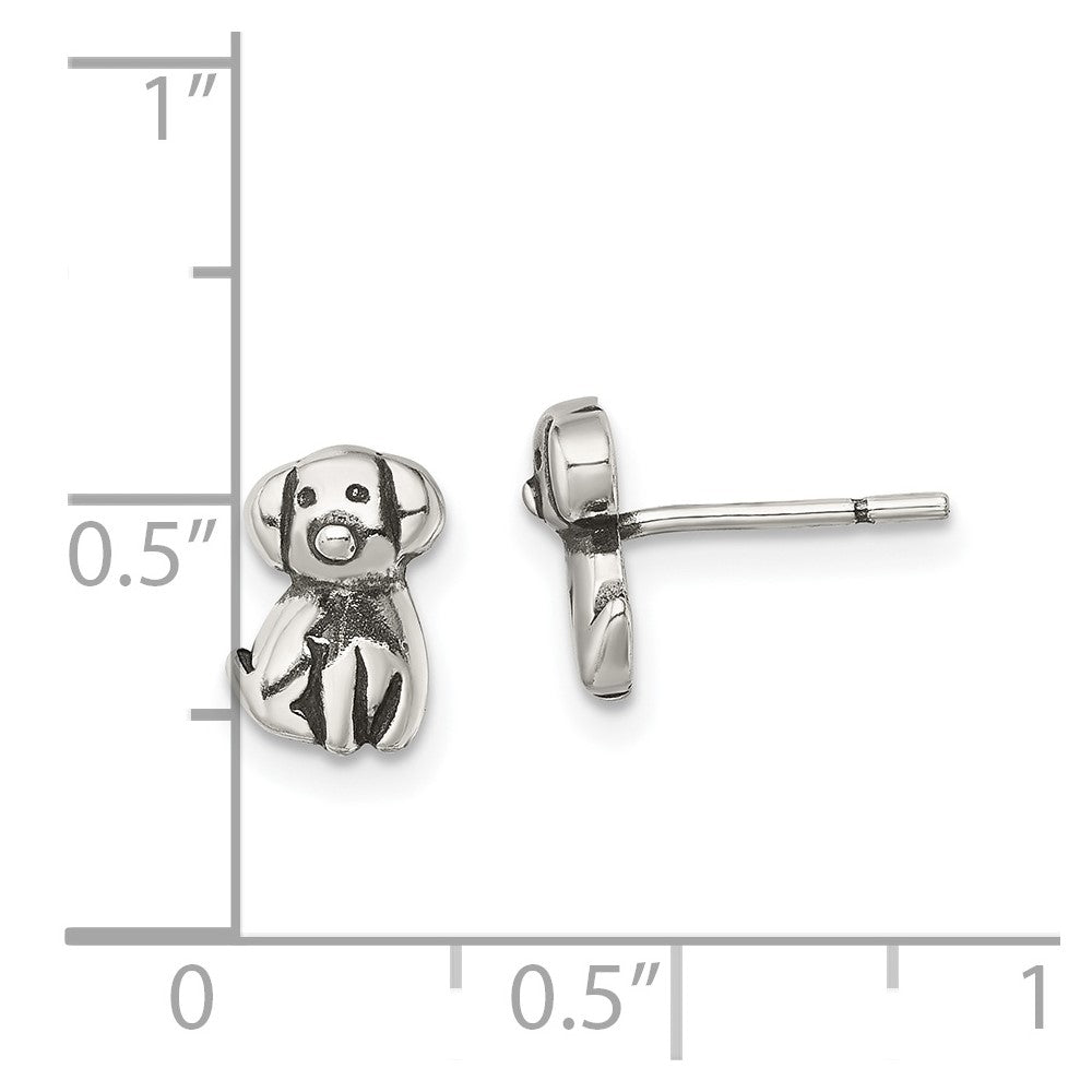 Sterlingsilber Antikisiert Hund Ohrstecker