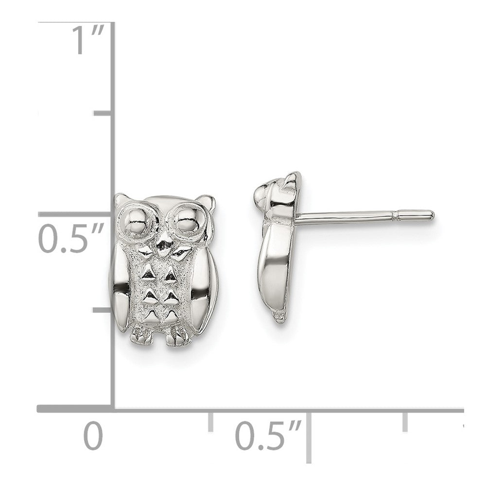 Sterlingsilber Poliert Eule Ohrstecker