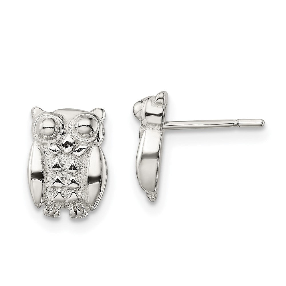 Sterlingsilber Poliert Eule Ohrstecker