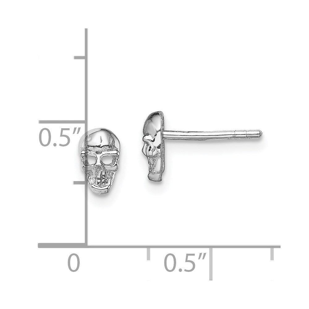 Sterlingsilber Rhodiniert Poliert Totenkopf Ohrstecker