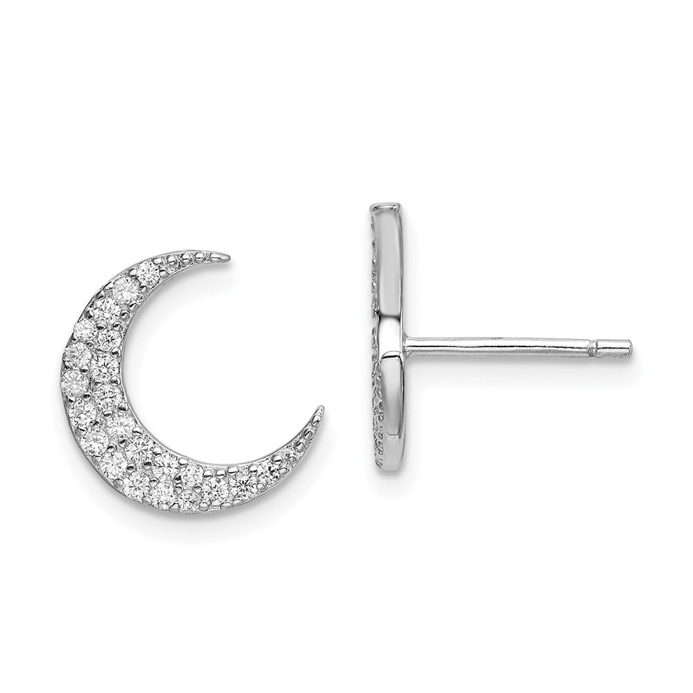 Sterlingsilber Rhodiniert Zirkonia Stern und Mond Ohrstecker
