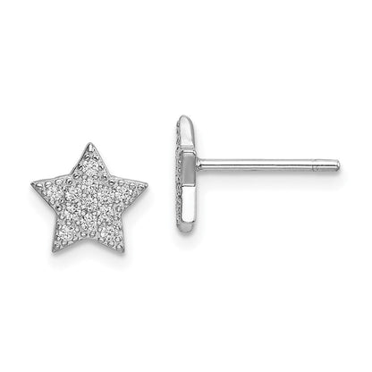 Sterlingsilber Rhodiniert Zirkonia Stern und Mond Ohrstecker