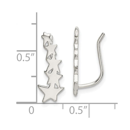 Sterlingsilber Poliert Graduating Sterne Ohr Climber Ohrringe