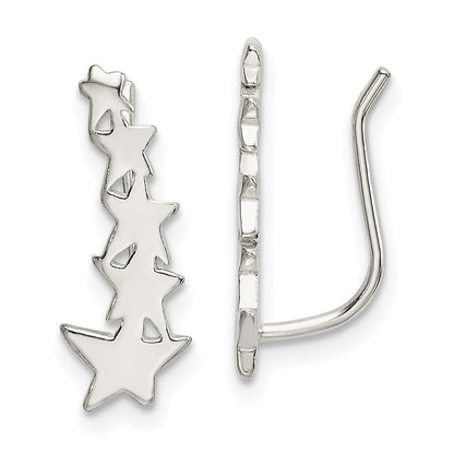 Sterlingsilber Poliert Graduating Sterne Ohr Climber Ohrringe