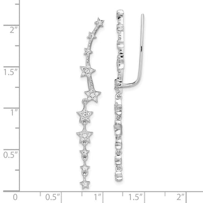 Sterlingsilber Rhodiniert Zirkonia Sterne Ohr Climber Ohrringe