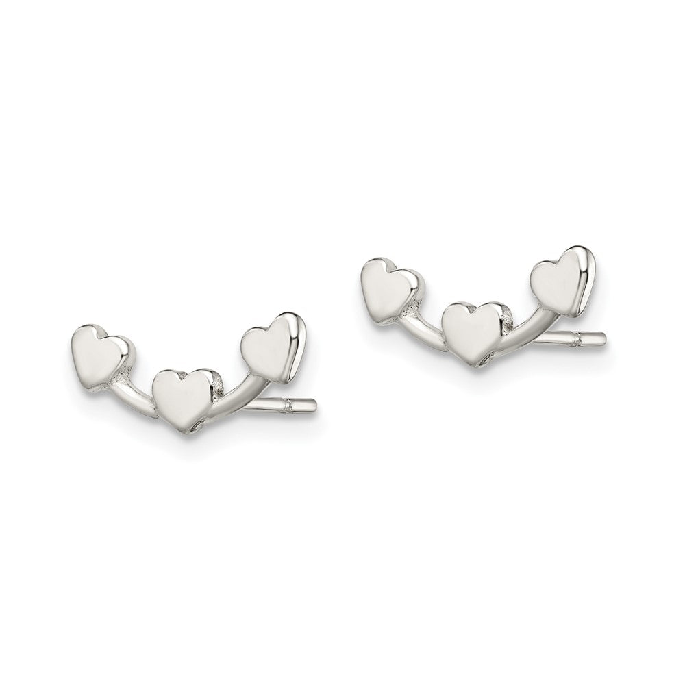Sterlingsilber Poliert 3-heart Ohrstecker
