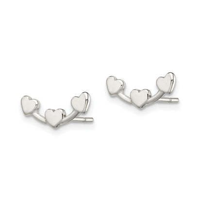 Sterlingsilber Poliert 3-heart Ohrstecker